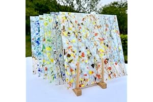 Unicoshape Mosaic Stained Glass Sheets 12” x 12”, 6-Pack (Total 5.8sf), Colorful Cathedral Art and Crafts Sheets for DIY Hobbyists and Projects, Assorted Colors, (Millefiori Opal - 6 Pack)