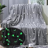 chifave Glow in The Dark Blanket for Kids Glowing Throw Interesting Gifts for Boys Girls Teens Adults Soft Cozy Blankets for Couch Sofa Bed (Start 3, 50 x 60inch)