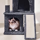 Yaheetech Cat Tree 92cm Multilevel Tower with Double Condo Scratching Ball Dark view 7