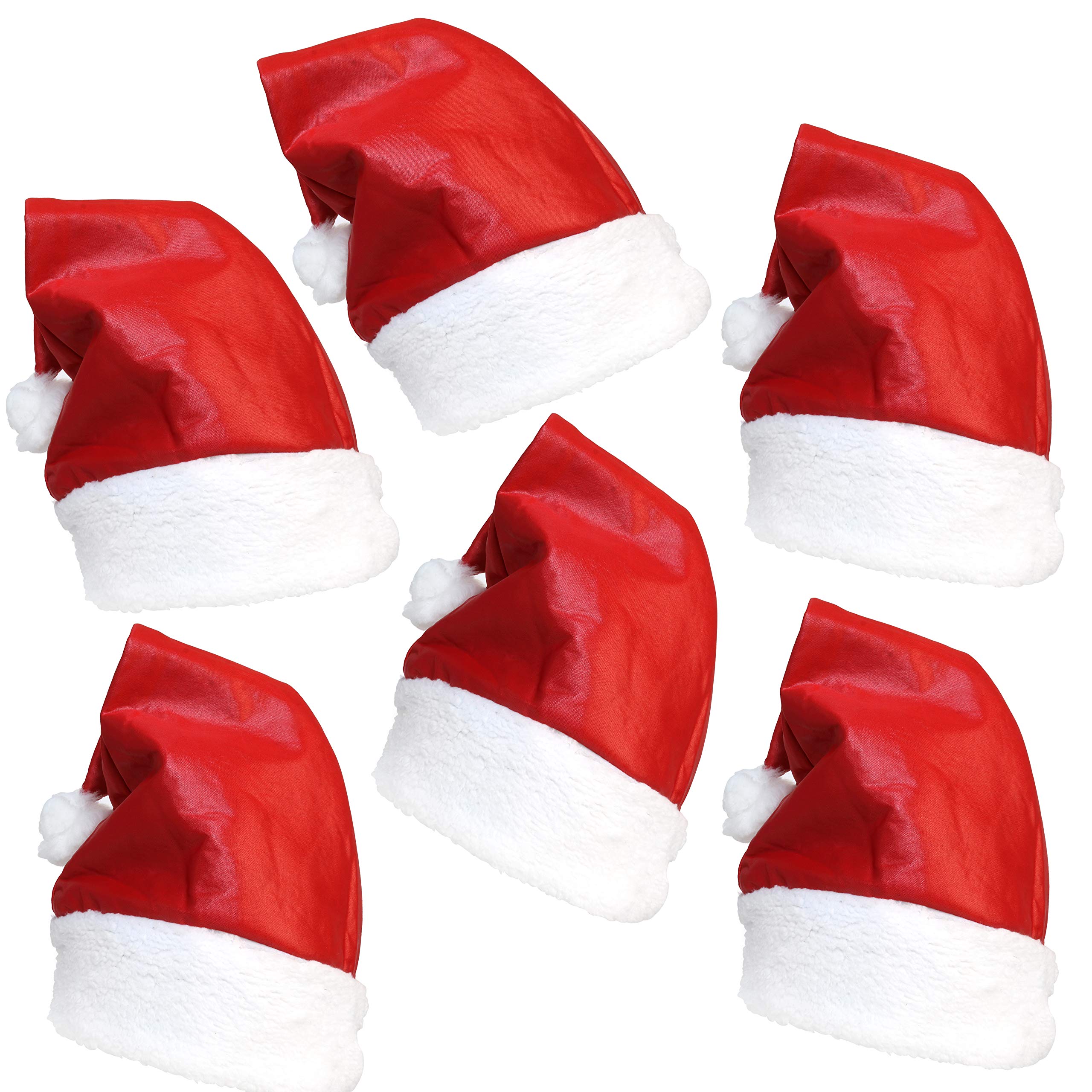 Robelli Pack of 6 Red Satin Christmas Santa Hats
