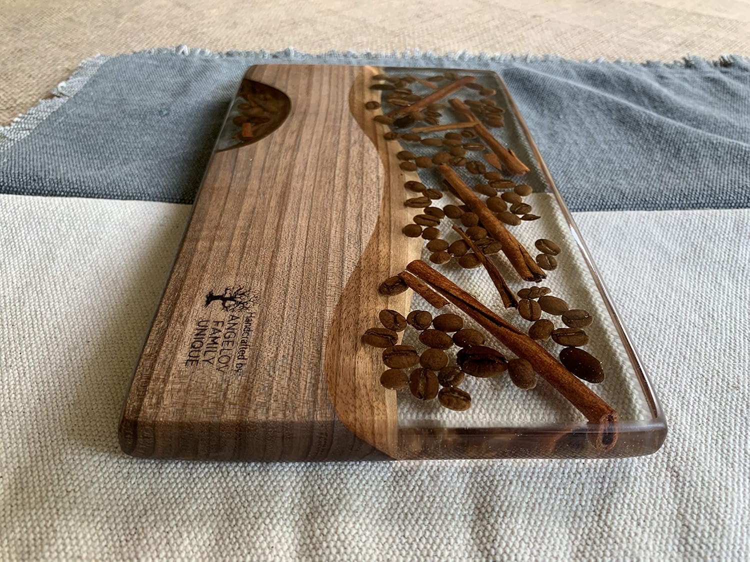 Handmade wood and resin cutting/serving board, Roses