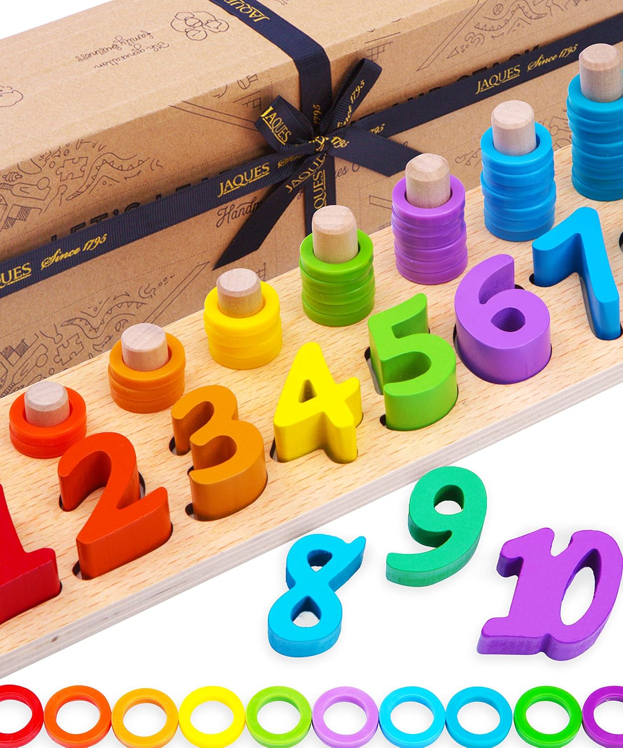 Jaques of London Educational Number Counting and Stacking Game, Multicolor, 8 x 10.5 x 39.5 centimeters