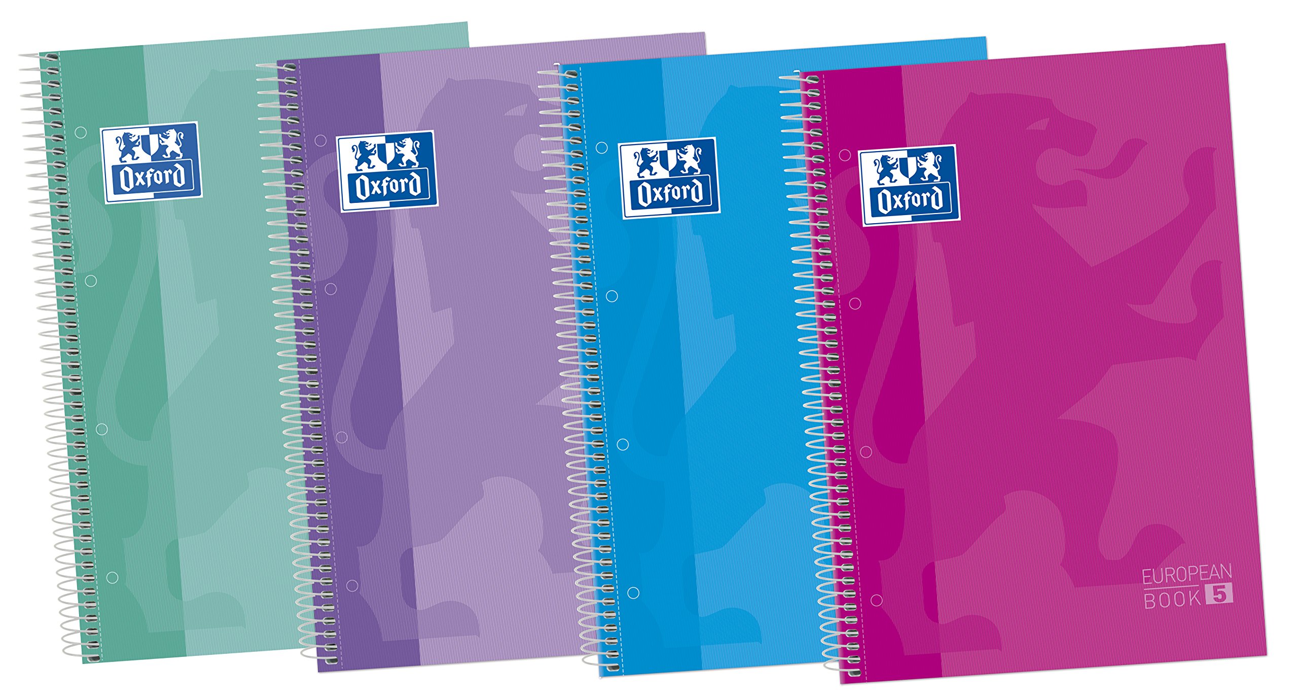 Oxford 400073042 – Pack of 5 europeanbook-5 Covers extradura Spiral Book, A4/210 x 297 mm