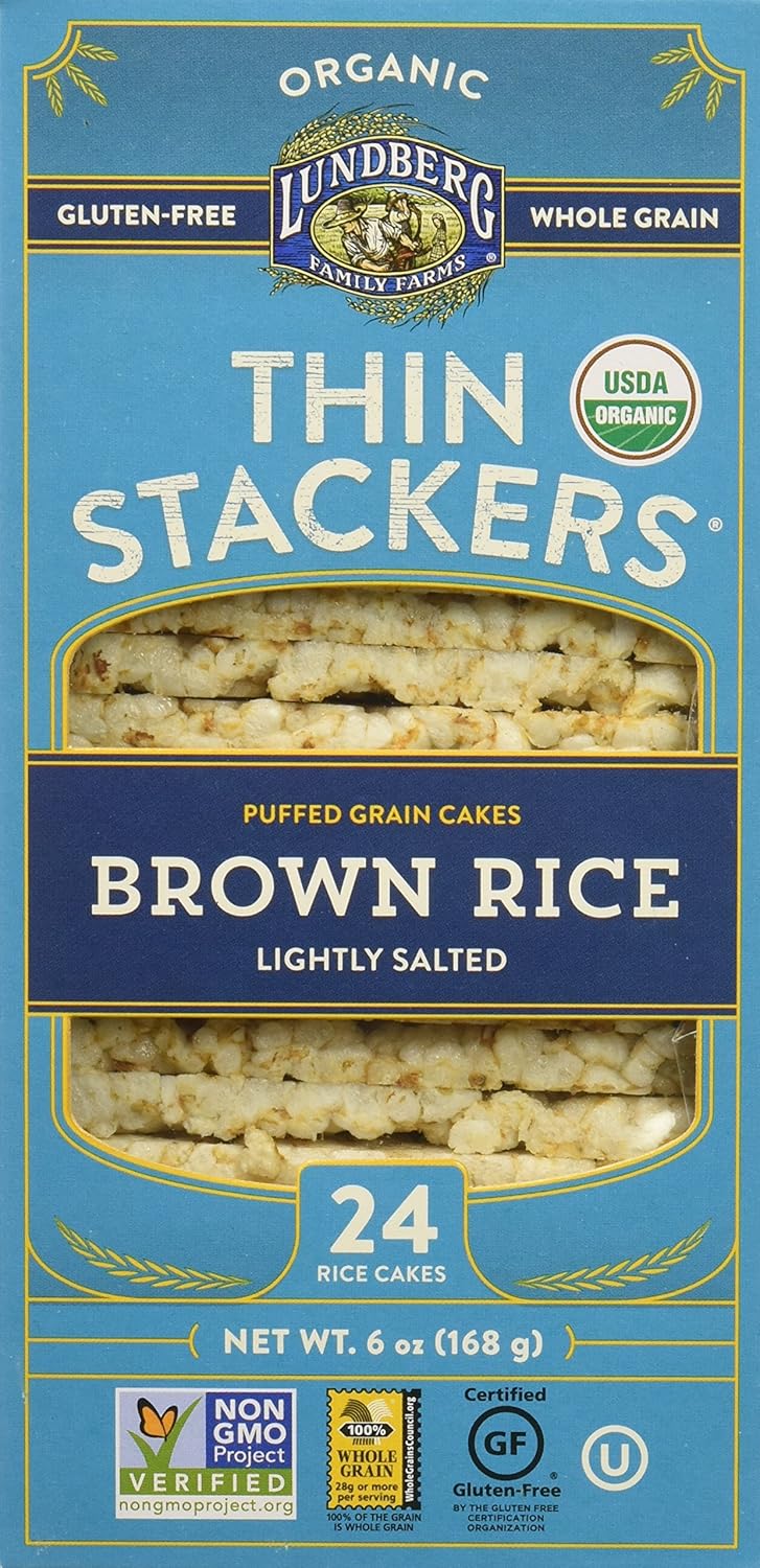 Lundberg Family Farms Thin Stackers Brown Rice Lightly Salted Grain Cakes, 5.9 Ounce