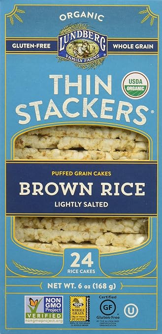 Lundberg Family farms Organic puffed grain brown Rice cakes (073416000469)