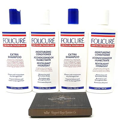 Folicure Bundle ( Ya hada da 2 "Karin Shampoos", 2 "Moisturizing Conditioners", da kuma tsefe na katako kyauta )
