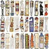 GSCWLD 30 PCS Vintage Style Book Tracker Bookmarks,Funny Irregular Shape Paper Bookmark,Reading Page Markers for Men Women Book Lovers