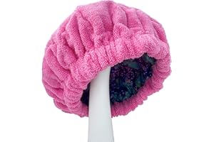AKISS Flaxseed Deep Conditioning Heat Cap Portable Microwave Hot Bonnet Therapy Hair care Cap For Women (Fushcia/Flowers, Large)