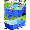 StarOcean Foldable Pool, Large Non-Inflatable Swimming Pool For Kids,Adult Collapsible Pools Hard Plastic Shell, Oversized Thickened,Portable Folding Kids Pools for Backyard-Mosaic Design-106"x66"x20"