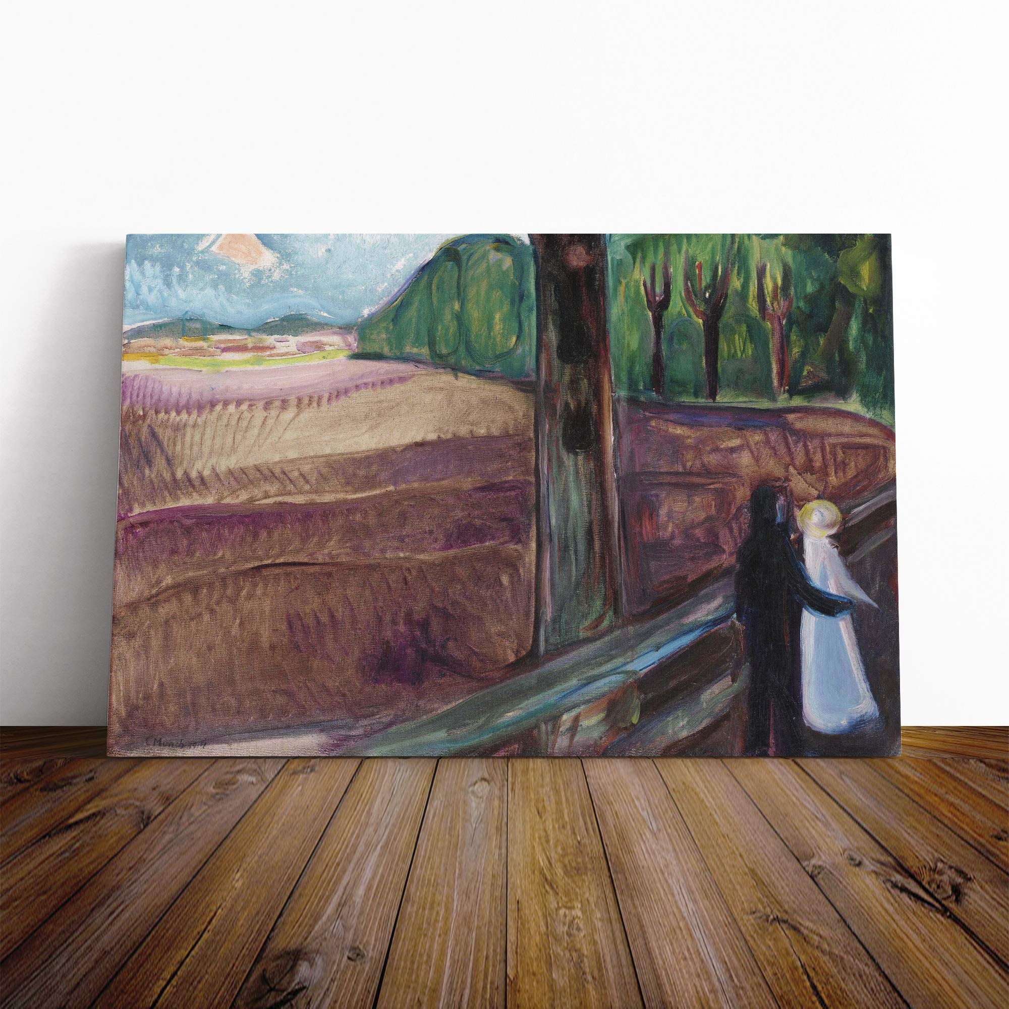 Edvard Munch Summer Night Canvas Print | Gallery Wrapped 30mm Frame Wall Art | 20x14 inches | Ready to Hang | Modern Landscape Picture | Living Room Bedroom Lounge Office