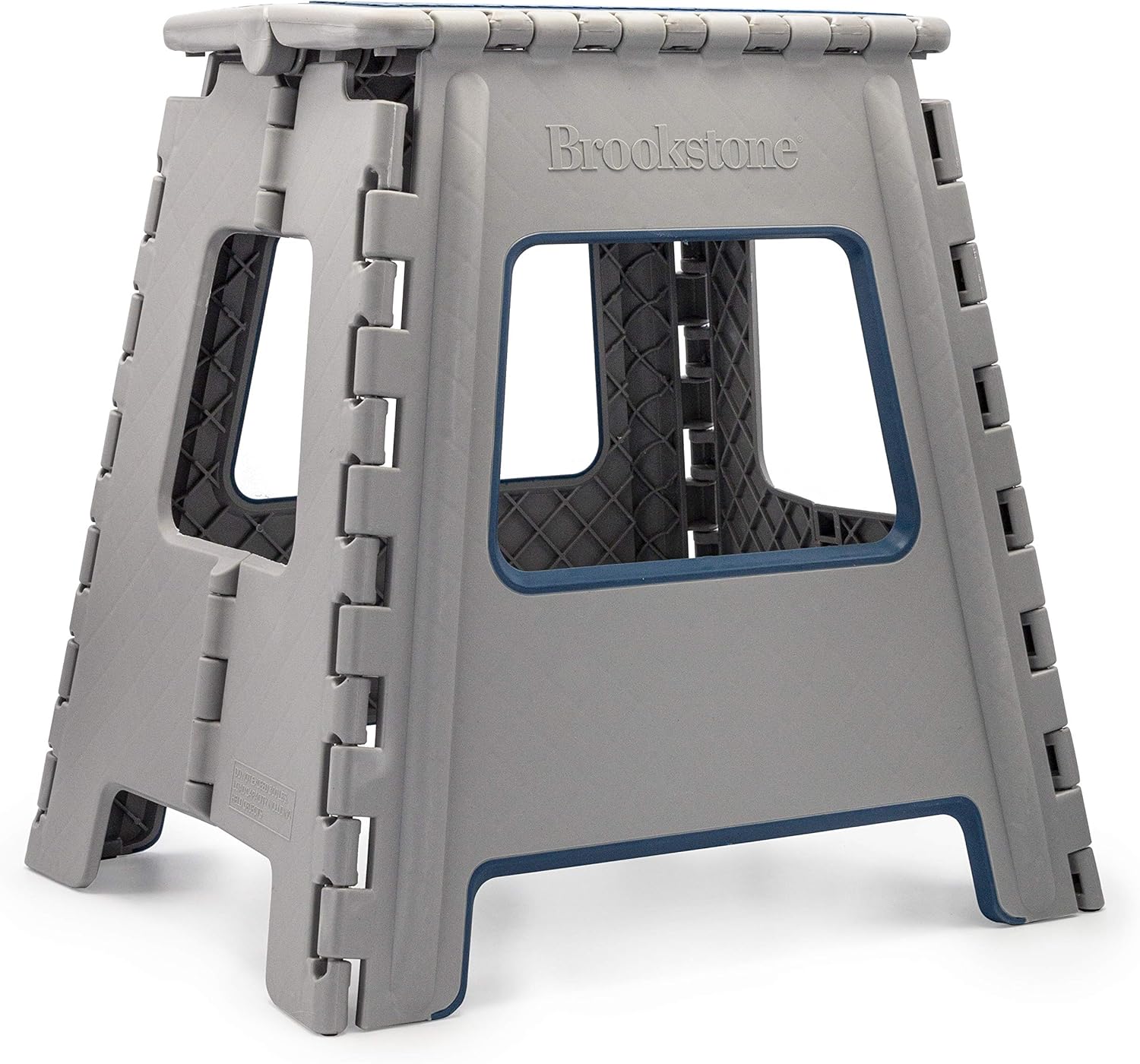 Brookstone - 16” Folding Step Stool for Adults, Non-Slip Textured Grip Surface, Foldable Space Saving Design, Carrying Handle, Holds Up to 300 Pounds, for Kitchen and Rest of Home, Gray (BKH1114): Home & Kitchen