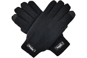 BRUCERIVER Men Pure Wool Knit Gloves with Thinsulate Lining and Elastic Rib Cuff