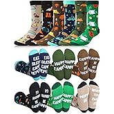 Eurzom 6 Pairs Funny Camping Socks for Men Novelty Camp Casual Crew Socks Birthday Valentine Gift for Outdoor Camping Lover