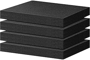Desunqin 4 PCS Pick Apart Foam Insert- 16 X 12 X 2 Inch Pluck Pre-Cubed Foam Tray Pick and Pluck Foam Sheets- Black (4pcs)