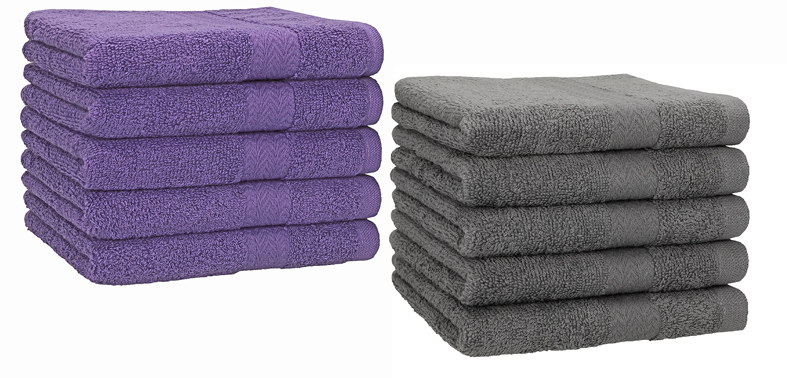 Betz Pack of 10 Guest Towels PREMIUM 100% Cotton 30x50 cm (anthracite grey & purple)