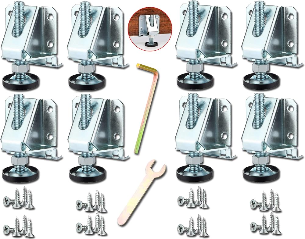 Overpassing 8 Pcs M10 Heavy Duty Furniture Levelers W/ Locking Nuts - 0-2" Adj.