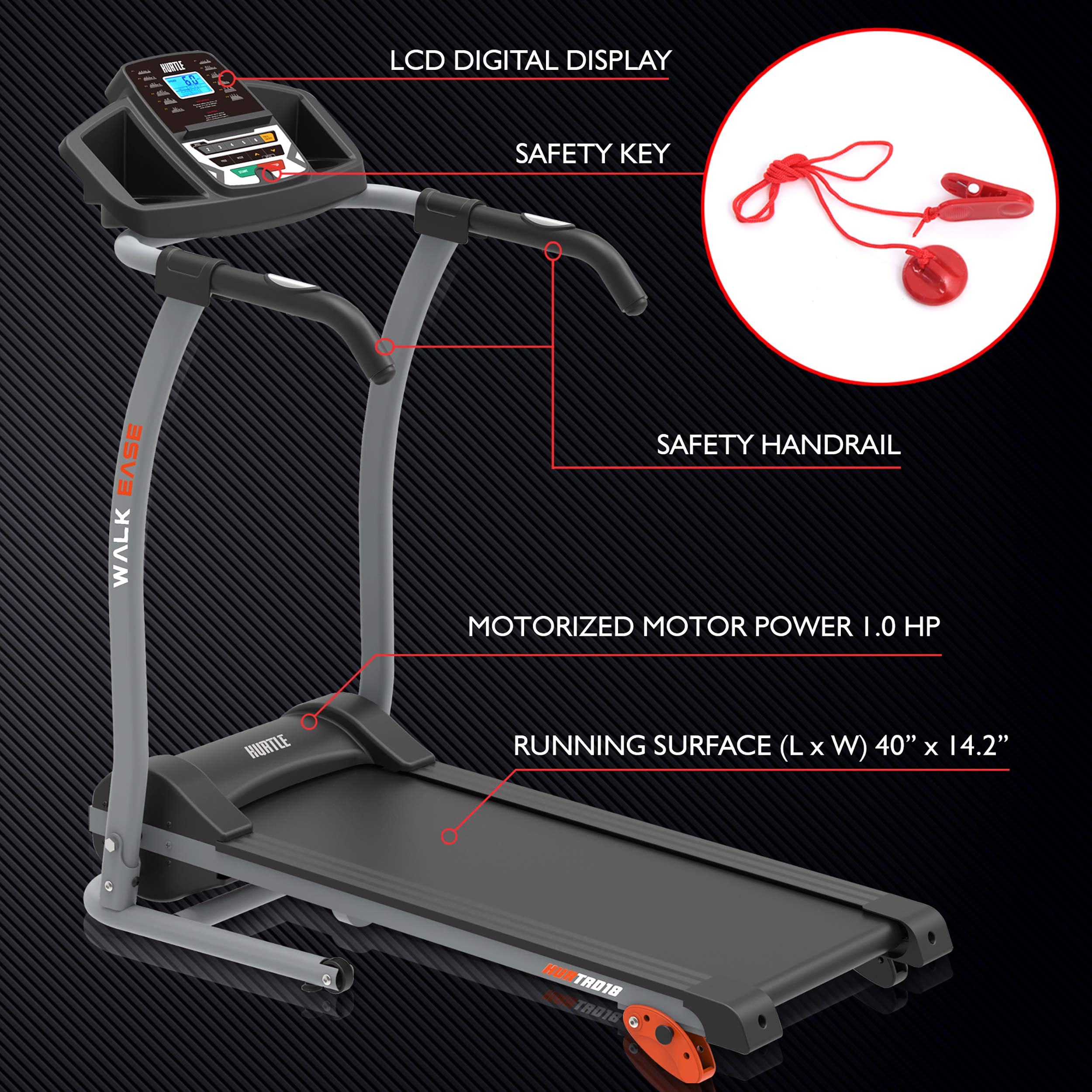 Hurtle Electric Folding Treadmill Exercise Machine Smart Compact