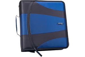CASE IT Case-it The Dual 2.0 Zipper Binder - Two 2 Inch D-Rings - 5 Subject File Folder - Multiple Pockets - 800 Sheet Capacity - Comes with Shoulder Strap - Blue Dual-301