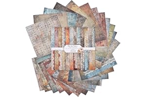 UKQRRTC 24 Sheets 12x12 Scrapbook Paper, Geometric Textures Paper Cardstock, 160G Premium Cardstock, Vintage Aesthetic Color 