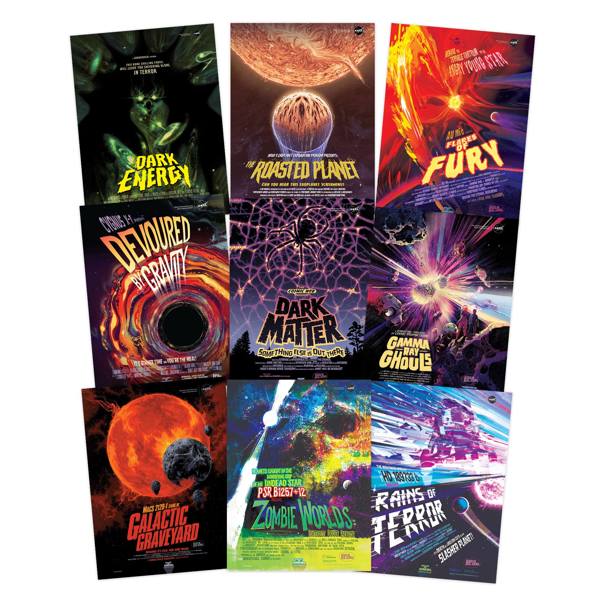 Artery8 NASA Galaxy of Horrors English Version Space Movie Poster Wall Art Pack of 9 — image 1