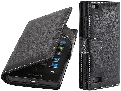 StilGut Talis, Hülle aus Leder mit Kreditkartenfach für BlackBerry Leap, Schwarz