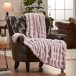 Chanasya Premium Ruched Faux Fur Throw Blanket