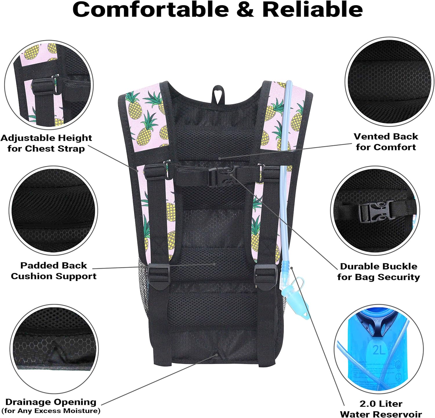 Sojourner Rave Hydration Pack Backpack - 2L Water Bladder Included for Festivals, Raves, Hiking, Biking, Climbing, Running and More : Sports & Outdoors