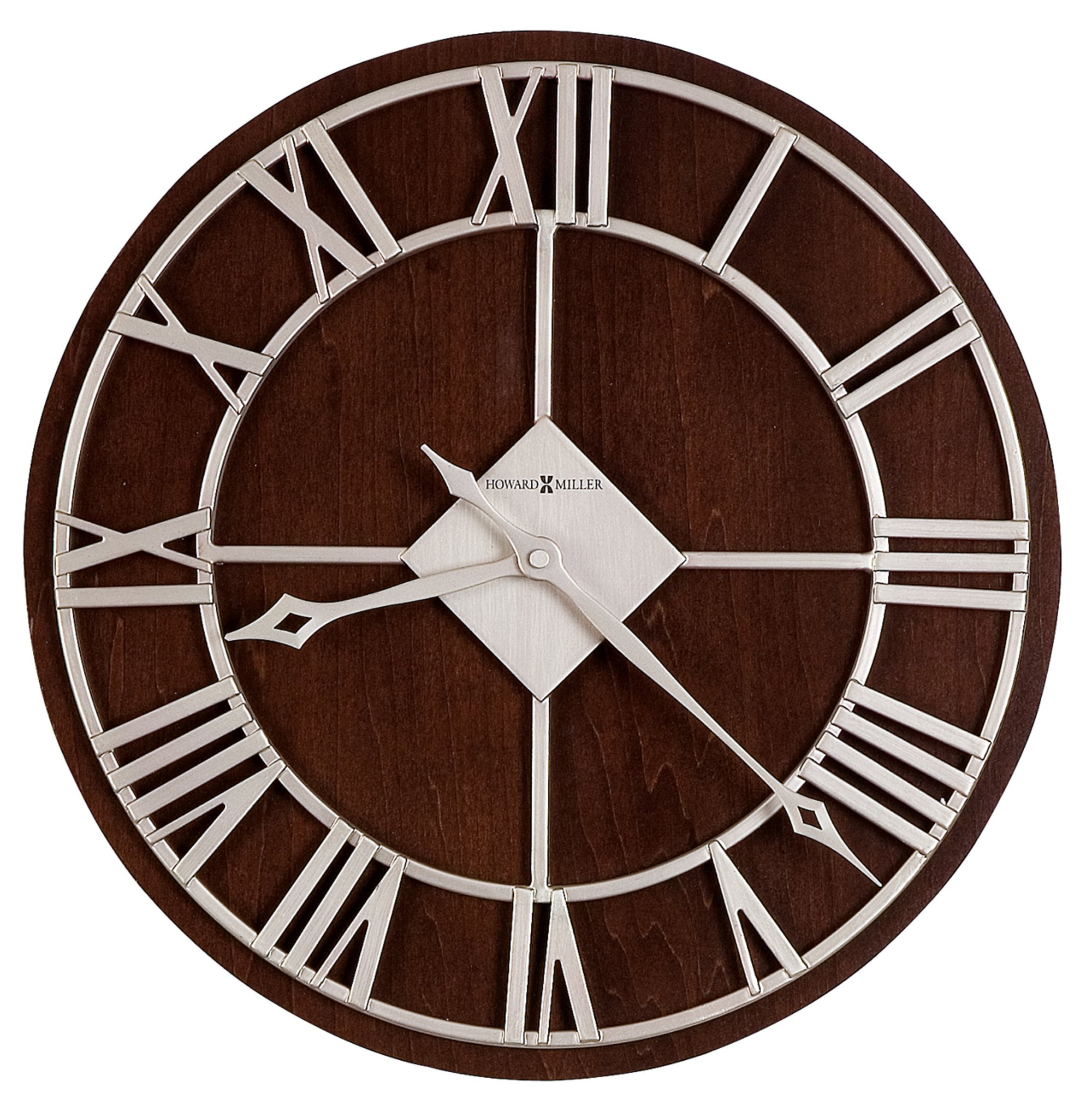 Howard Miller Clock, Satin Nickel W/Espresso Finish, 0