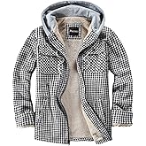 Puwasa Men's Full Zip Sherpa Lined Flannel Jacket Fleece Hooded Plaid Jacket with Hood for Men