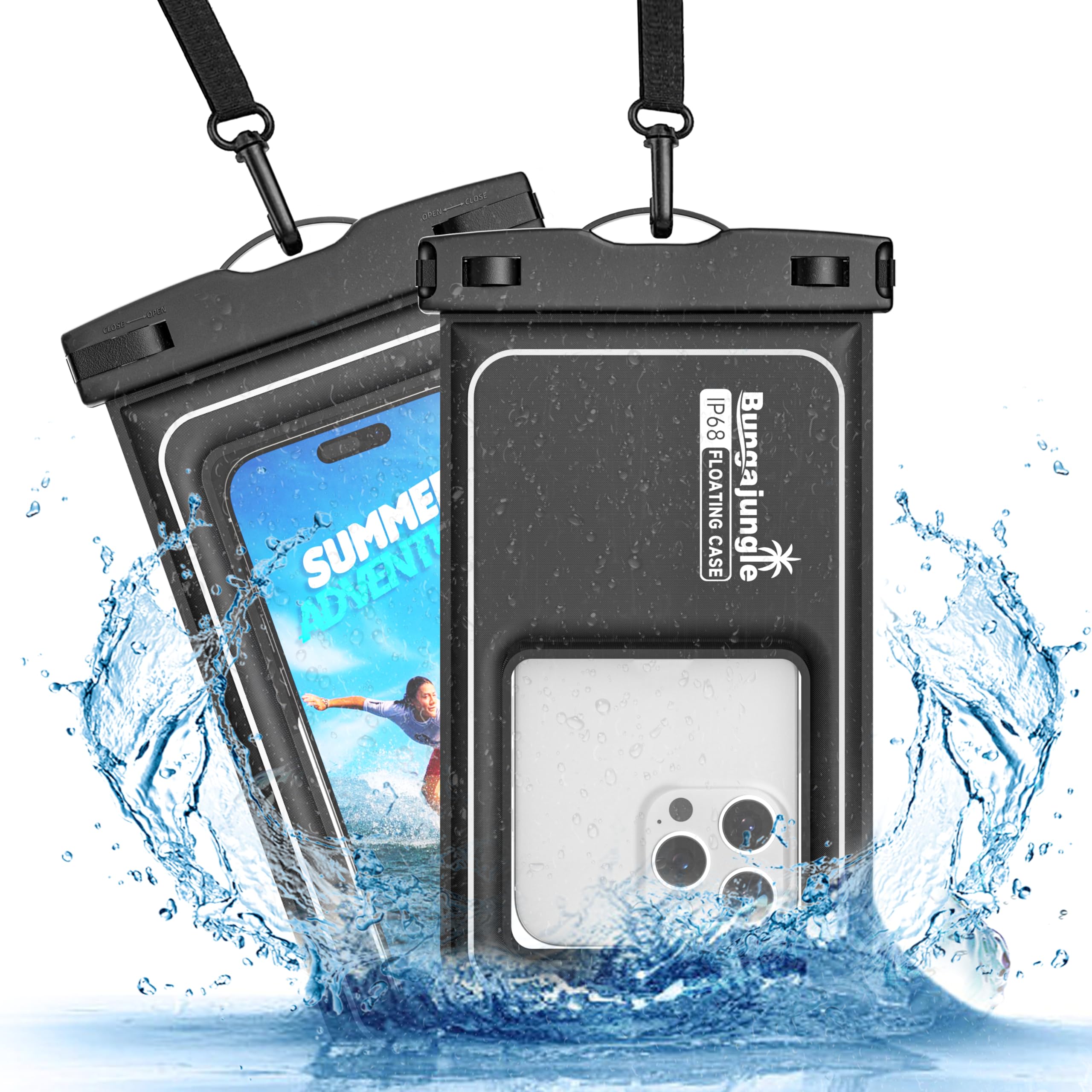 Photo 1 of ***Factory seal***

Waterproof Phone Pouch - 2 Pack IP68 Floating Waterproof Phone Case, Dry Bag Beach Cruise Essentials with Adjustable Lanyard for iPhone 16 Pro Max / 15 Pro / Galaxy S24 S23 (Black and Black)
