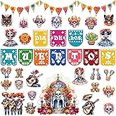 Fancy Land Day of The Dead Bulletin Board Set for Classroom Decorations Dia de Los Muertos Sugar Skull Cutouts for School Chalkboard Wall Door Decor Mexican Halloween Party Supplies 66Pcs