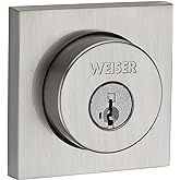 Weiser Metropolitan Satin Nickel Square Deadbolt Lock, ANSI/BHMA Grade 2 Certified Front Door Lock, Kick Proof, Bump Proof & 