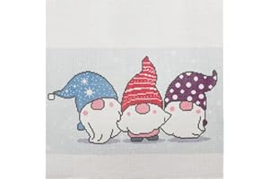 Howie's Needlepoint Needlepoint Canvas, 18CT Embroidery Stamped Patterns for Beginners or Advance, Christmas Patterns Printed Canvas(Gnome-Merry Christmas 4,6x11inch)