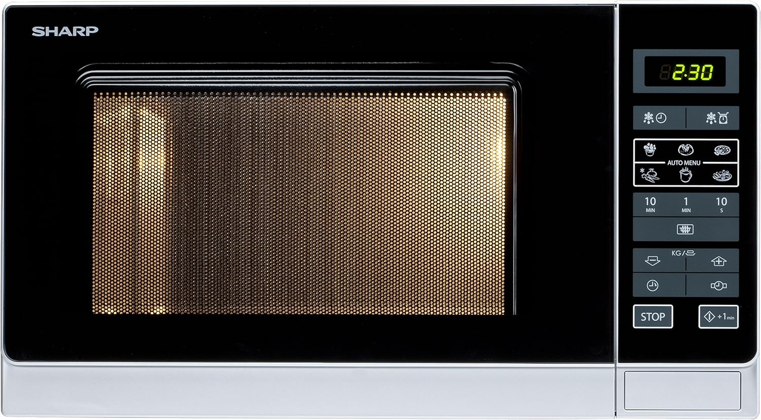 Sharp R-342(IN) W Microondas 25L, Control Tactíl, 900W, 900 W, 25 litros, Plata