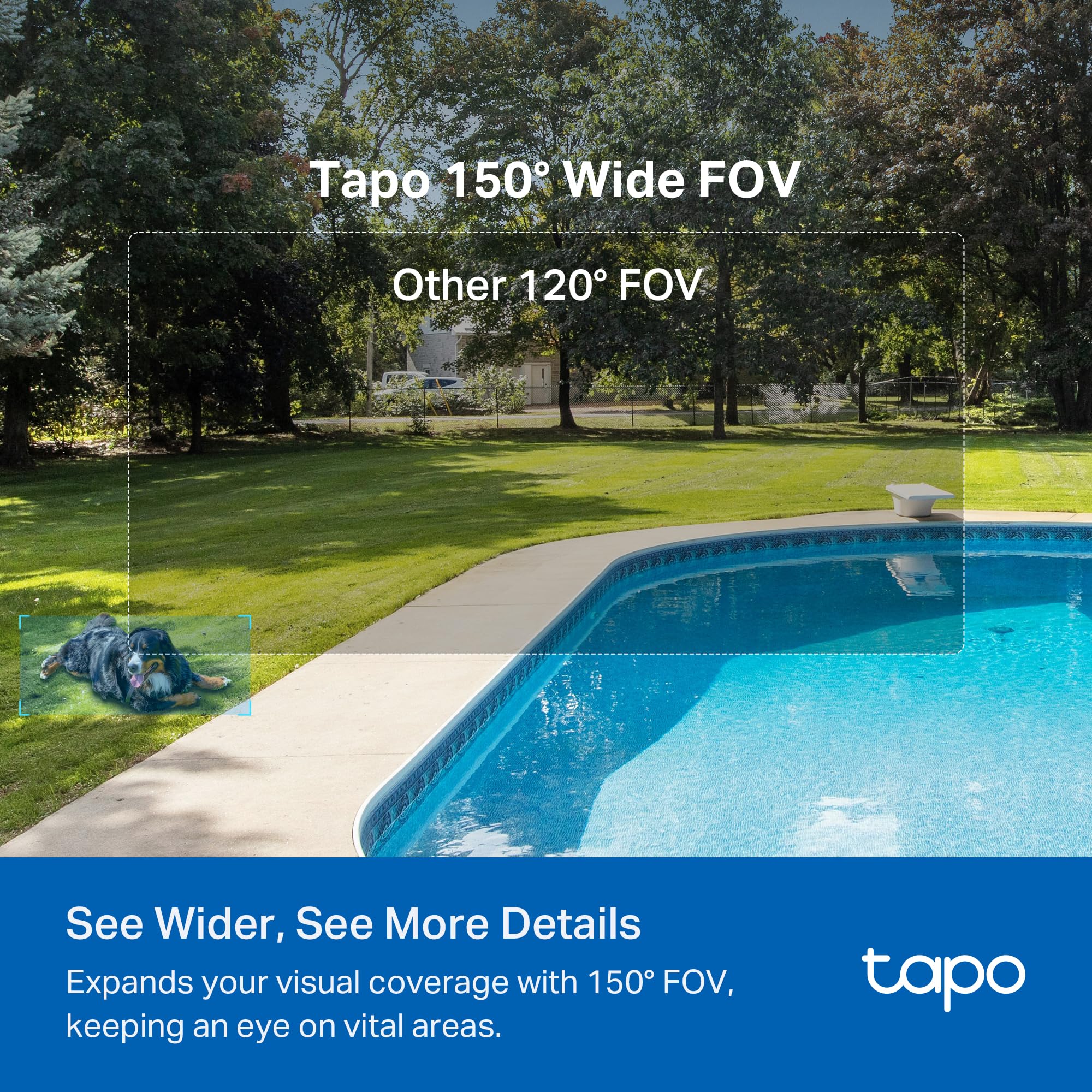 Tapo SolarCam 2K, Outdoor Battery Camera w/Solar Panel Base, Wireless Camera, 2K QHD, 150° Super-Wide FOV, Free Person/Vehicle/Pet Detection, SD/Cloud Storage, Starlight Color Night Vision