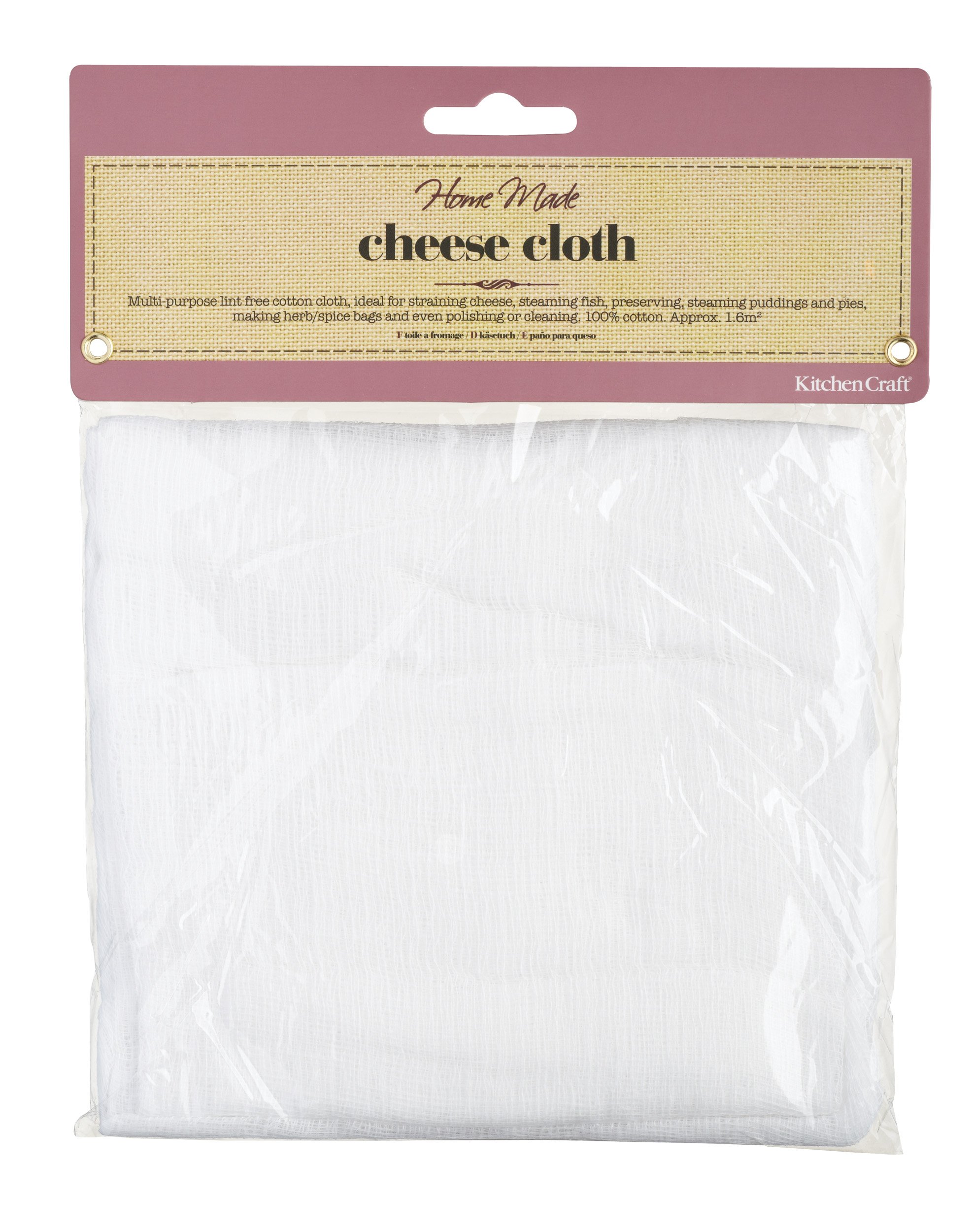 KitchenCraft Home Made Cheesecloth, Cotton, White, 1.6 Metres