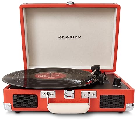 Crosley Cruiser Turntable Tragbarer Schallplattenspieler mit eingebauten Stereo-Lautsprechern im Aktenkoffer-Design mit EU-Ne