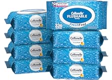 Cottonelle FreshFeel Flushable Wet Wipes, Adult Wet Wipes, 8 Flip-Top Packs, 336 Total Wipes