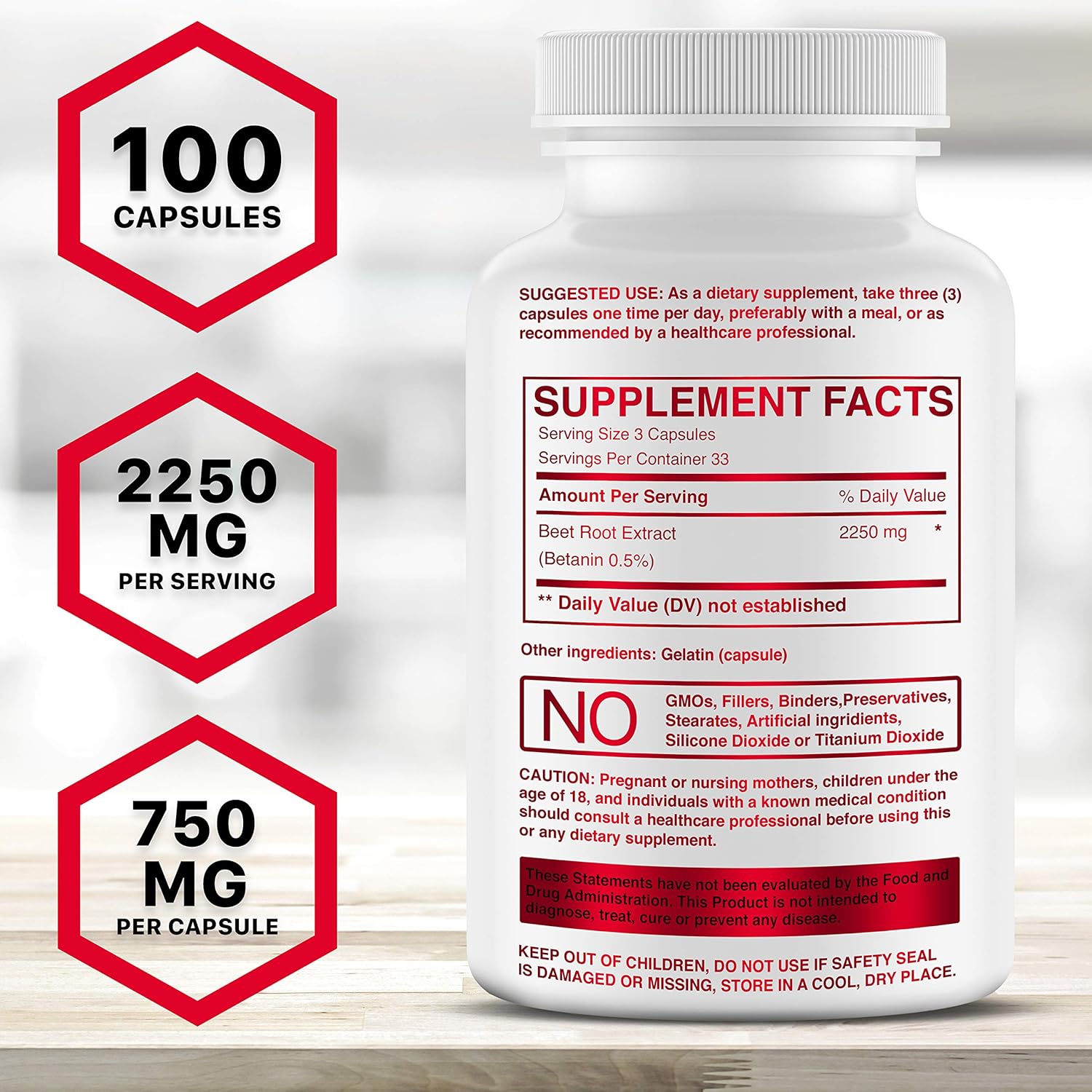 Beet Root Capsules - Concentrated Organic Beet Root Powder Supplement Extracted from Beet Juice - Blood Pressure Supplement - Nitric Oxide Boosting Beetroot Supplement: Health & Personal Care