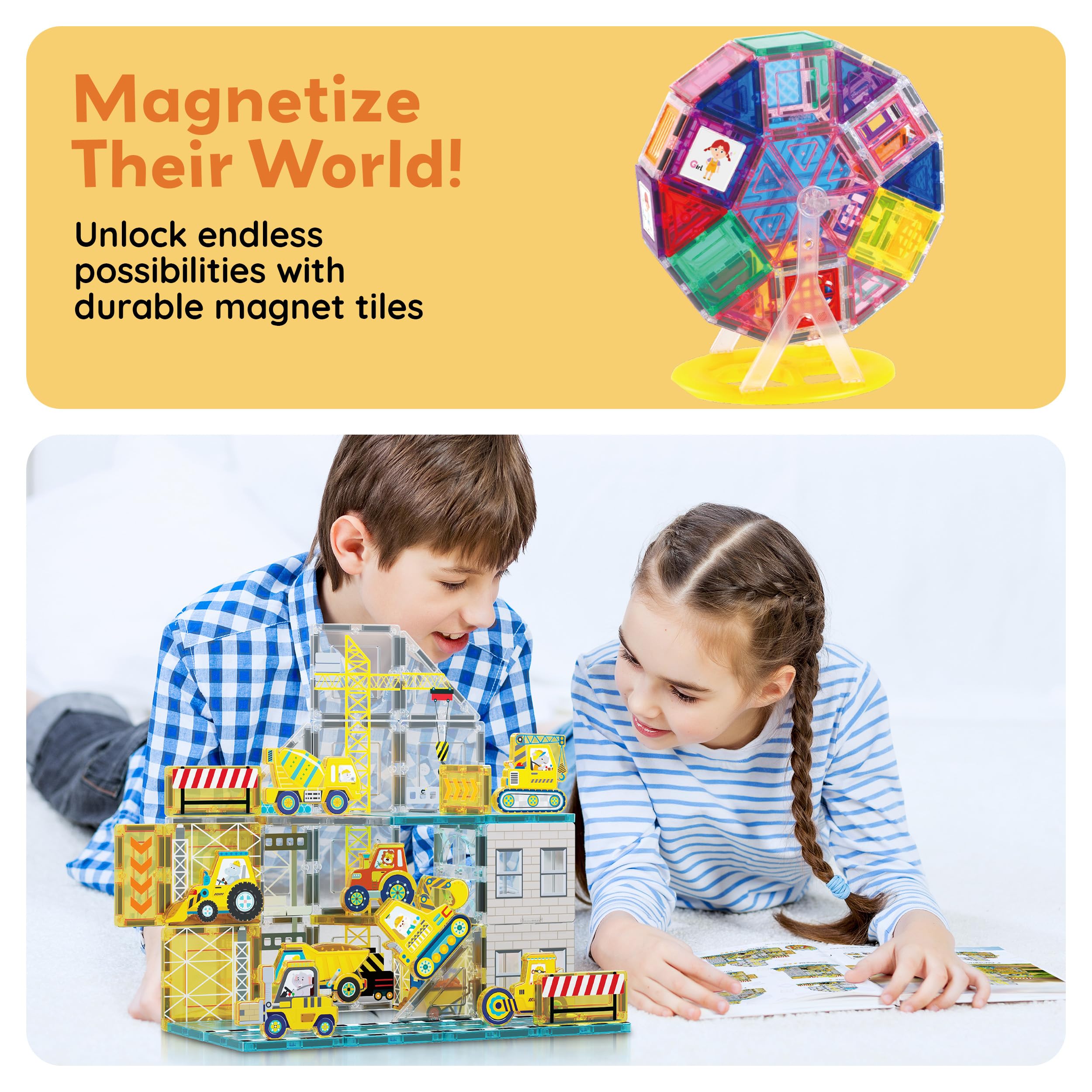 PicassoTiles Magnetic Tile Building Idea Book 230 Pages Illustrated Design Guide with 300 Creative Builds for Kids STEM Learning Creativity and Brain Development Educational Toy Ages 3 Plus PTIDEABOOK