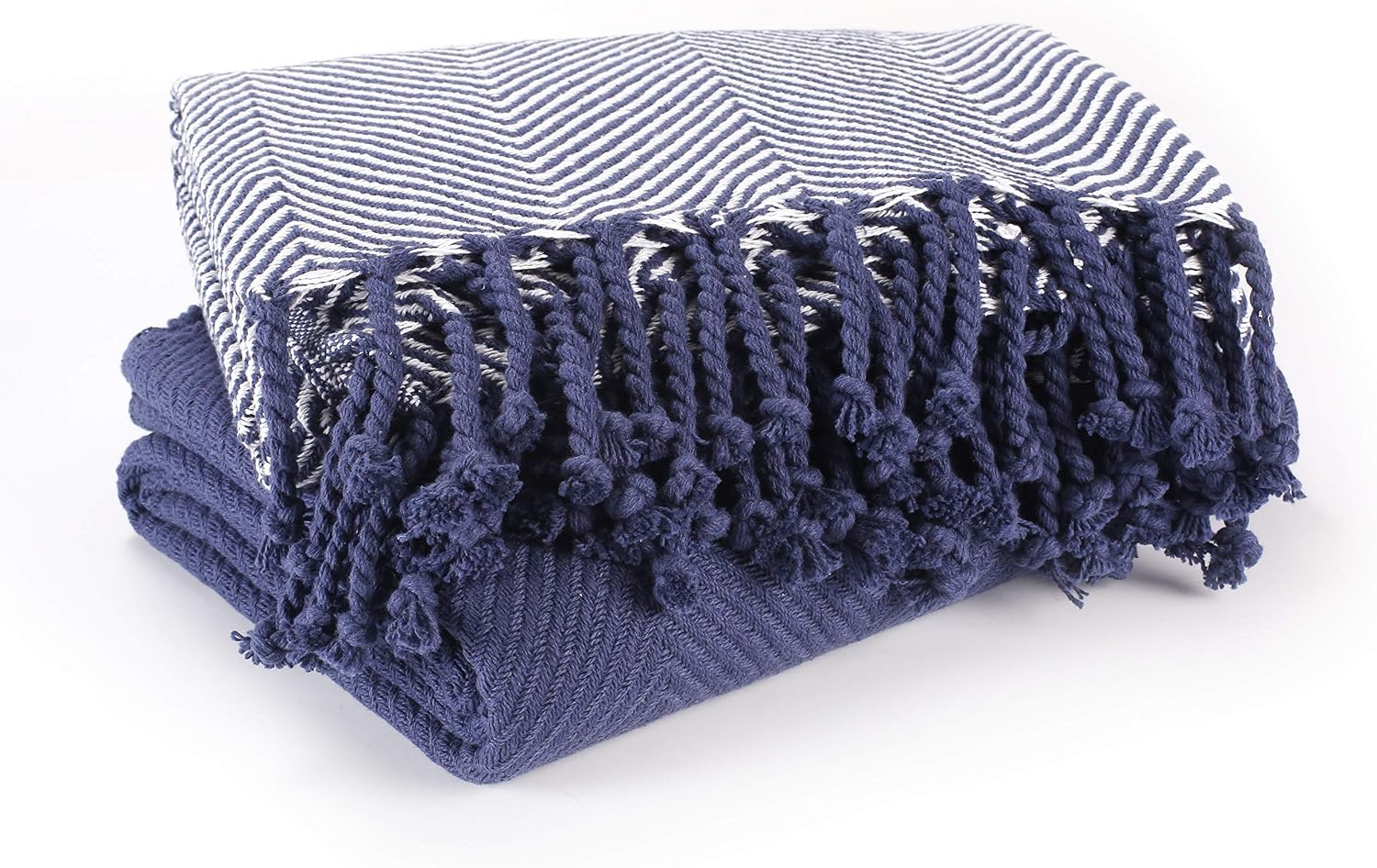 EHC Luxury Throws for Sofa Cover Couch Blanket Pack of 2, Navy Blue Throw -125x150cm, Small Single - Image 4