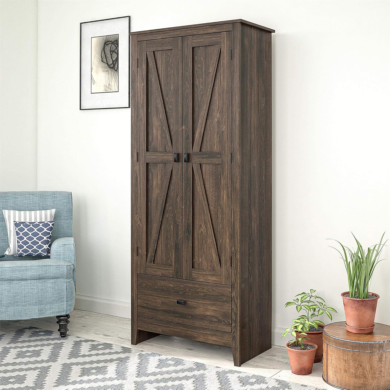 Best Simple Living Espresso/Natural Country Cottage Kitchen Cart