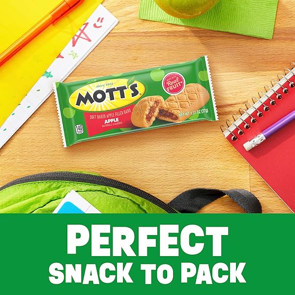 MOTT’S SOFT BAKED APPLE FILLED BARS, APPLE FLAVOR SNACKS, MADE WITH REAL FRUIT, 5 CT, 6.55 OZ