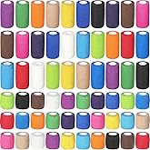 Reginary 60 Rolls Vet Wrap for Horses Self Adhesive Elastic Bandages Wrap Compression with 2 x 5 Yards and 4 x 5 Yards Sports Breathable Cohesive Bandages Tape for Sports Wrist Ankle(15 Colors)