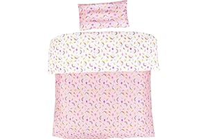 MEJU Unicorn Cute Sweet Cone Rainbow Crown 100% Cotton Duvet Cover 43" X 59" + Pillowcase 13" X19" Bedding Set with Zipper Closure for Baby Toddler Boys Girls Crib Bed Decoration Gift (Unicorn)