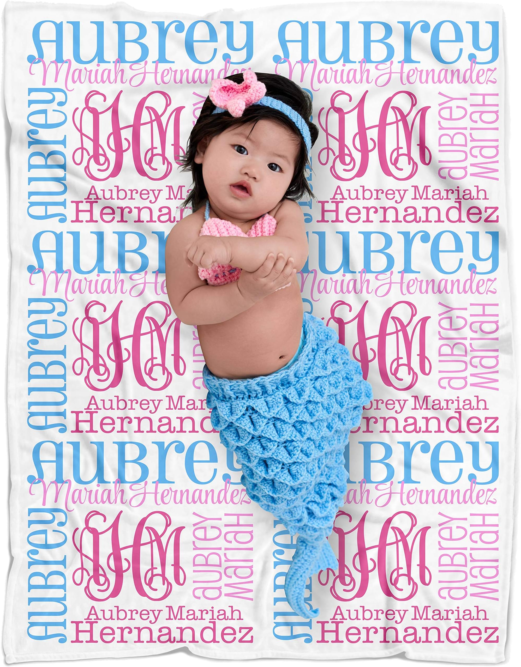 Personalized Baby Name Blanket Monogrammed (Vine Monogram - Expressions 30" x 40")