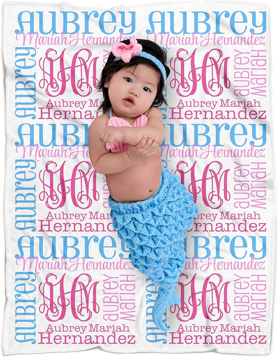 Personalized Baby Name Blanket Monogrammed Baby Shower Gift (Vine Monogram - Expressions 30" x 40")