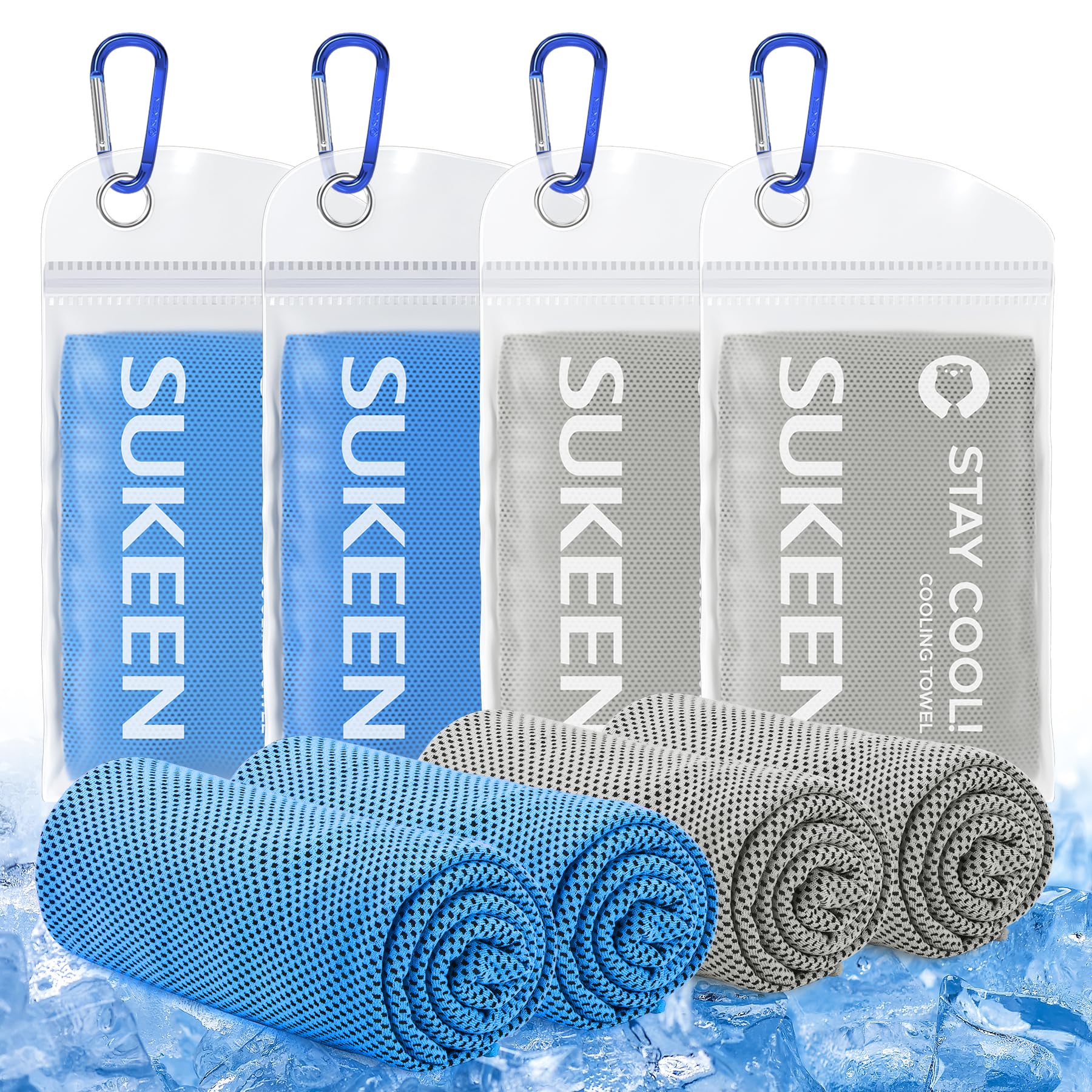 Sukeen Cooling Towel (40"x12"), Quick Dry Fitness Ice Towel for Gym, Golf, Yoga, Outdoor Work, Sports, Travel, Camping, Instant Cool for Neck and Face