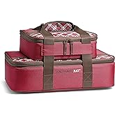 Rachael Ray Lugger Duo, Insulated Casserole Carrier for Hot or Cold Food, Thermal Lasanga Lugger Tote for Pockluck, Parties, Picnic, and Cookouts, Fits 9" x 13" Baking Dish, Burgundy