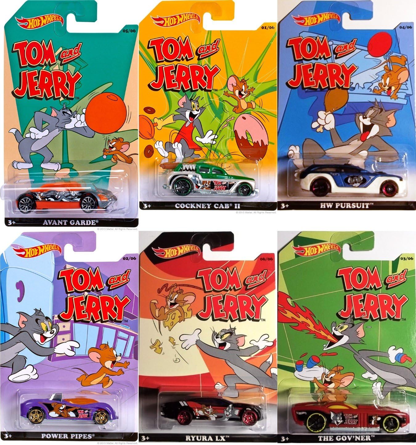 HOT WHEELS TOM AND JERRY EXCLUSIVE SERIES COMPLETE SET OF 6, COCKNEY